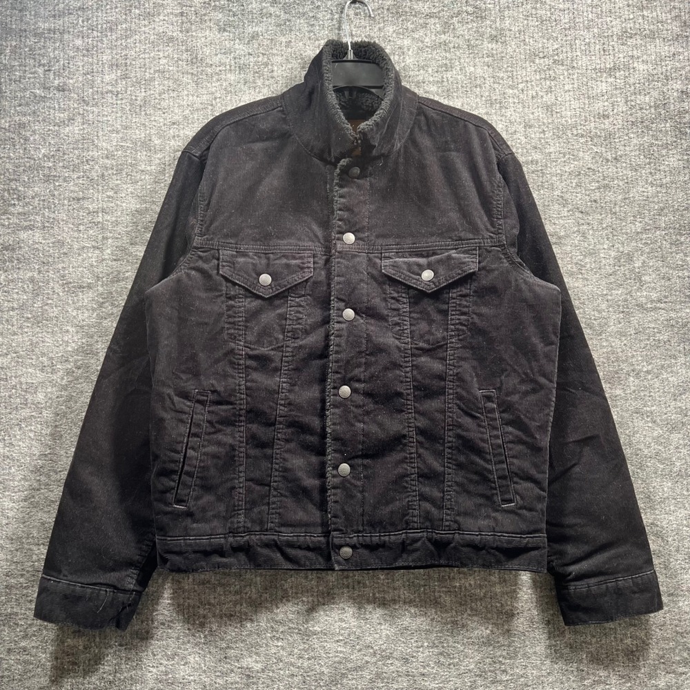 Gap Mens Small Black Corduroy Sherpa Lined Trucker Jacket 6136